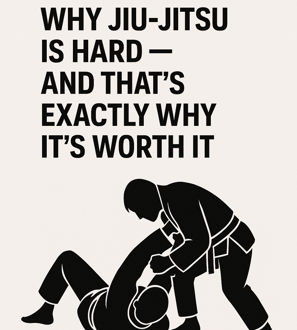 A minimalist black-and-white digital illustration of two Brazilian Jiu-Jitsu practitioners mid-roll, shown in silhouette against a clean background. The image conveys the intensity, strategy, and physical engagement of Jiu-Jitsu without revealing any facial features, emphasizing form and motion.